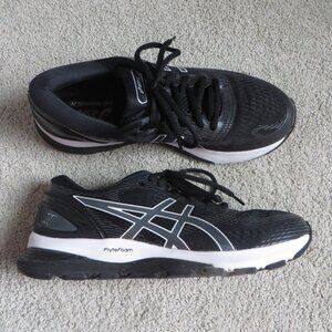 Asics womens gel nimbus 21 running shoes size 9 black/white